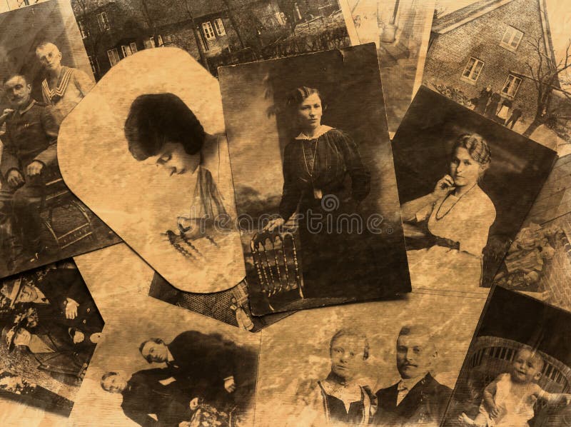 Vintage antique family photos with texture stock photography Vintage antique family photos with texture stock photography