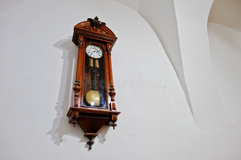 Vintage Antique Wood Clock on Wall Stock Photo Image of closeup