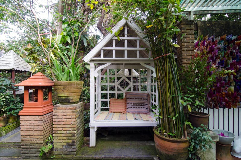 Vintage arbour in garden