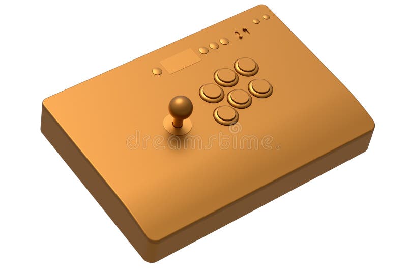 Vintage arcade stick with joystick with gold chrome texture stock