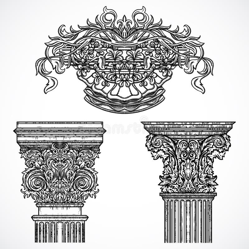 Antique and Baroque Cartouche Ornaments Vector Set. Vintage ...