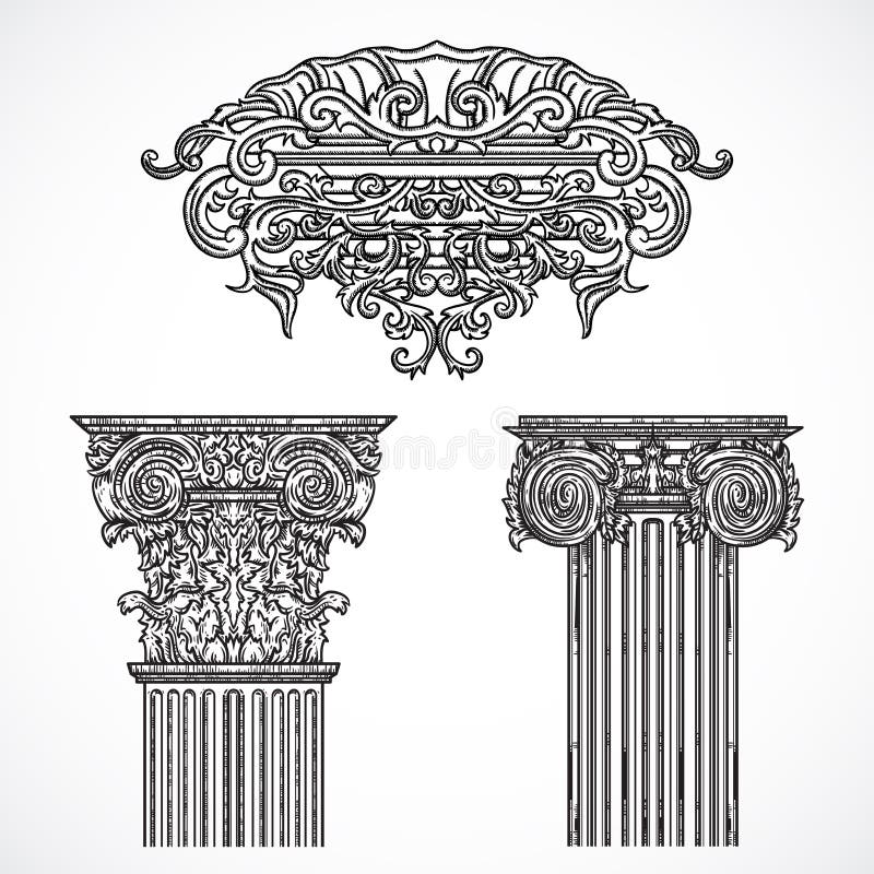 Vintage Architectural Details Design Elements. Antique Baroque Classic ...