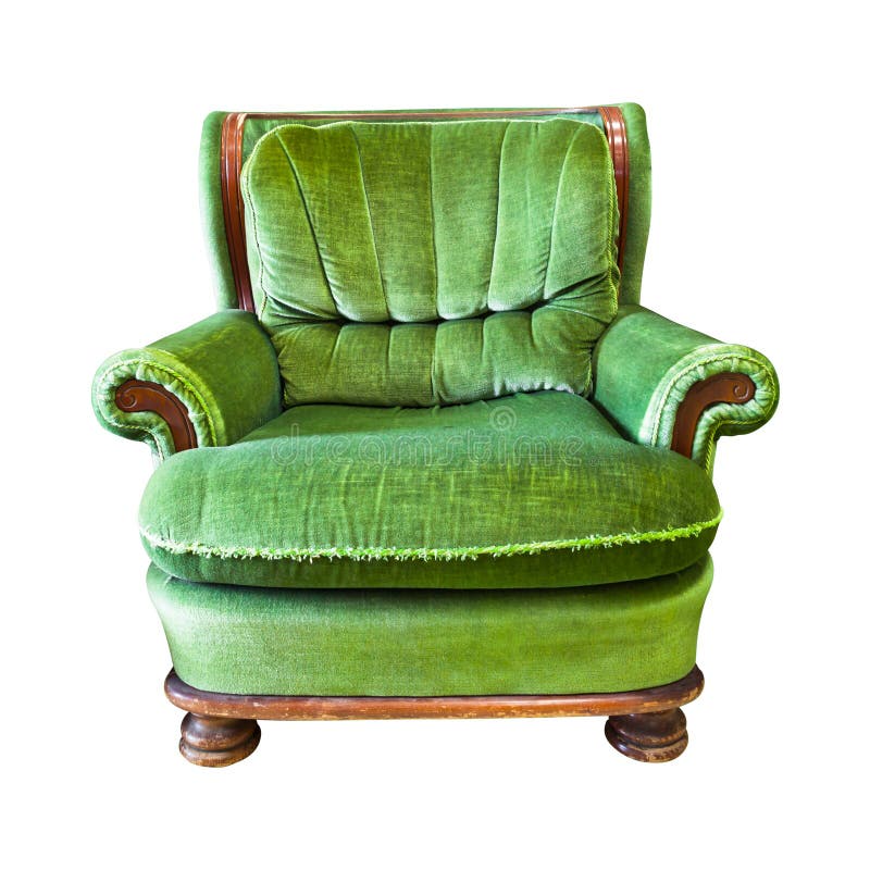 Vintage armchair isolated stock image. Image of green 28908483