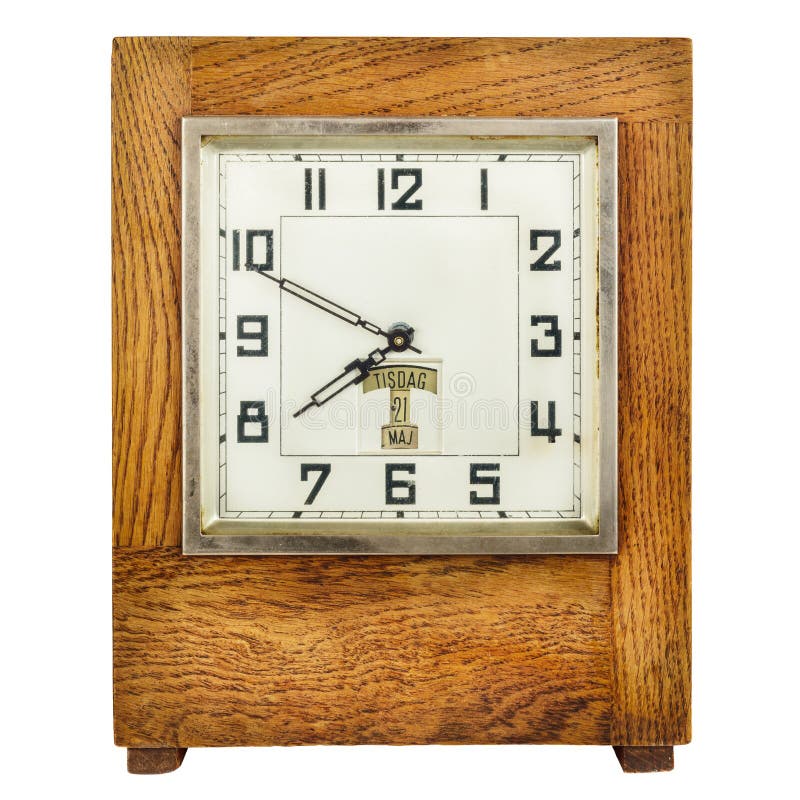Vintage Art Deco Clock Isolated on White Stock Image Image of aged