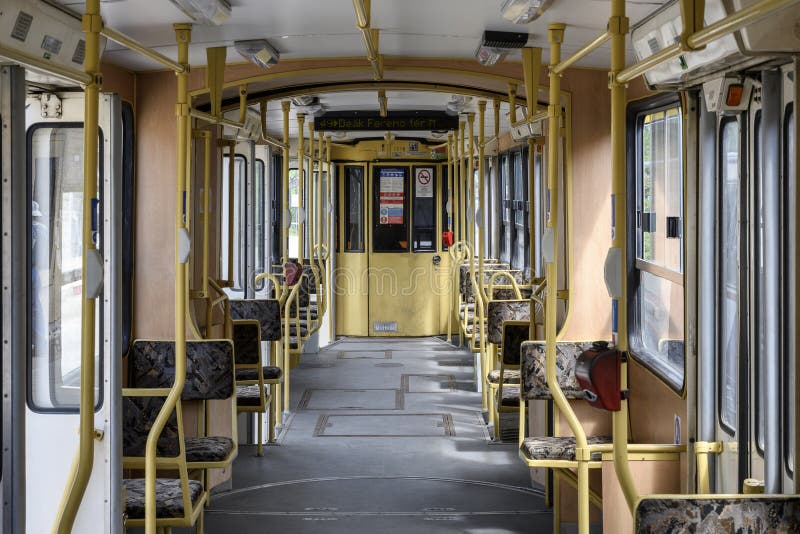 Vintage Tram Interior in Budapest Hungary Stock Photo - Image of cabin ...