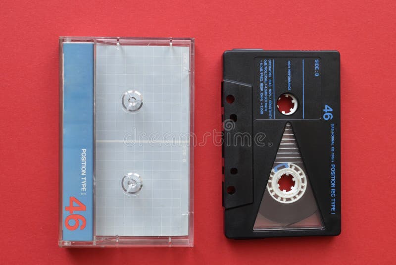 Vintage Audio Cassette Tape with Plastic Box. Retro Style Technology