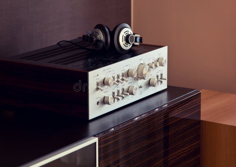 Vintage Audio Stereo Amplifier with Headphones