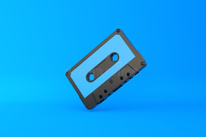 Vintage Audio Tape Cassette on a Blue Background Stock Illustration