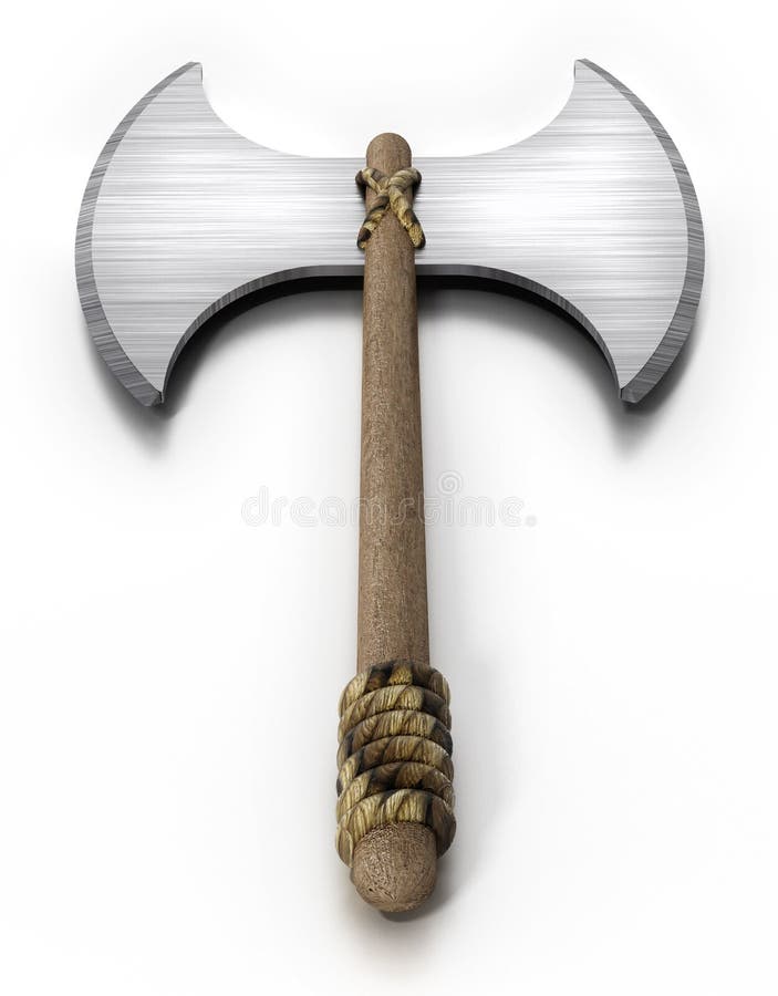 Vintage axe isolated on white background. 3D illustration.