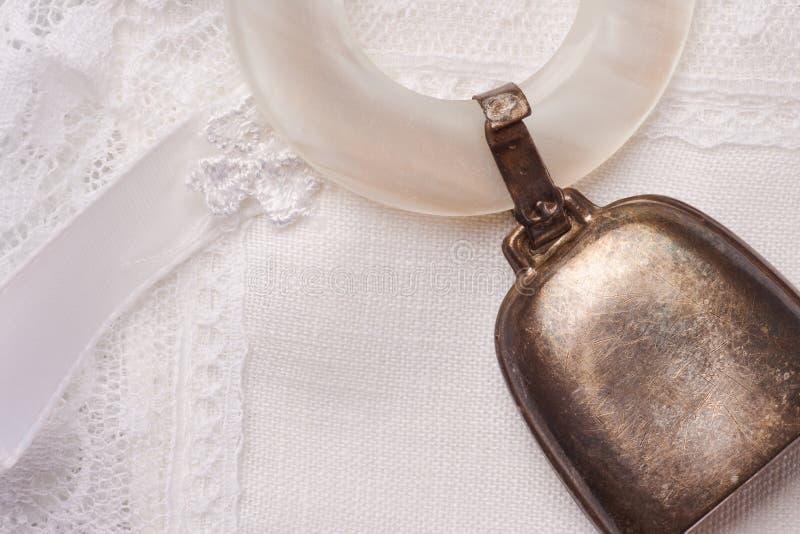 Vintage baby rattle stock images