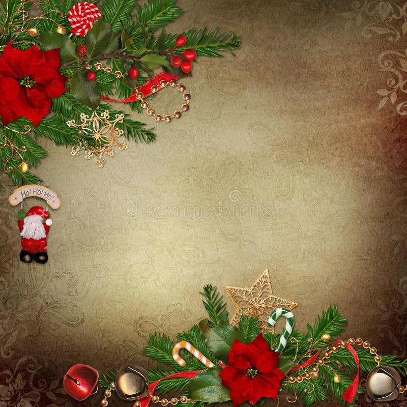 Vintage background with beautiful Christmas decorations royalty free illustration