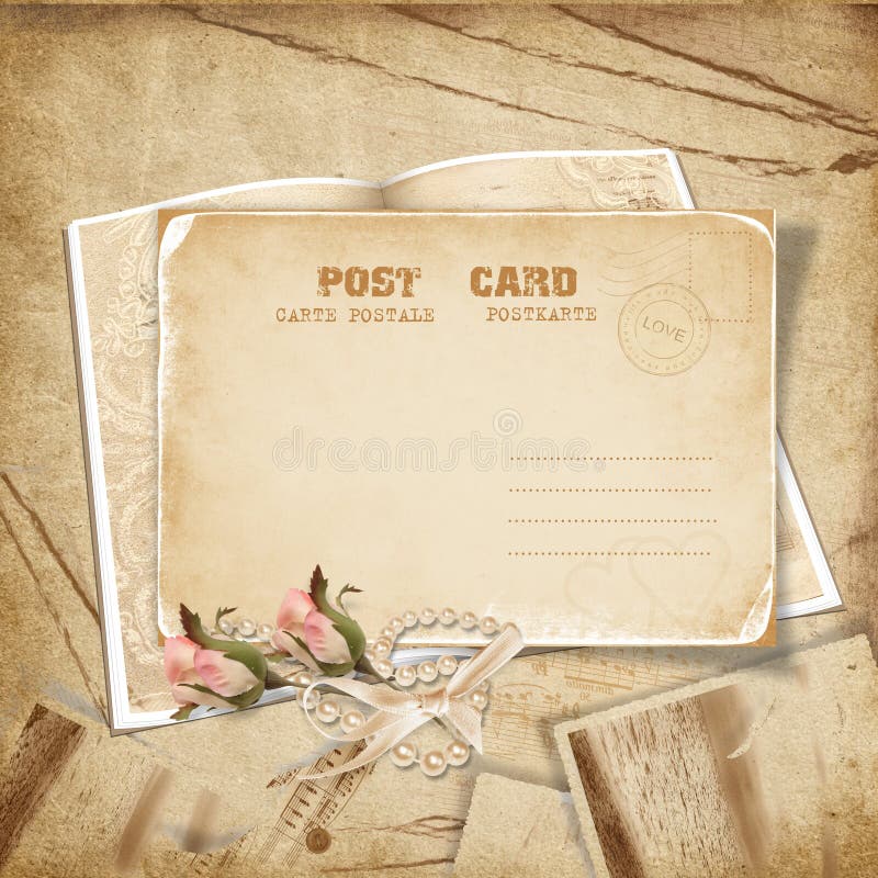 vintage background with a card and roses
