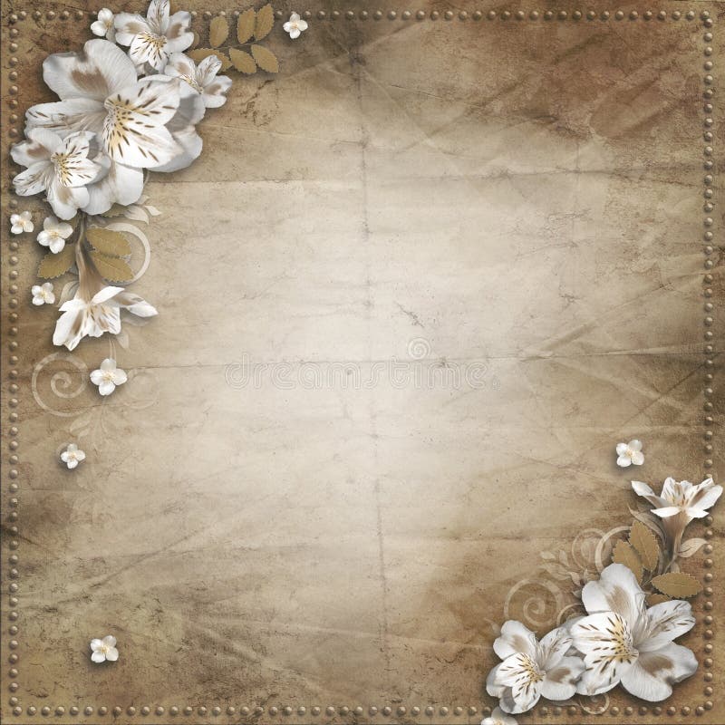 Vintage background with flowers for congratulations an