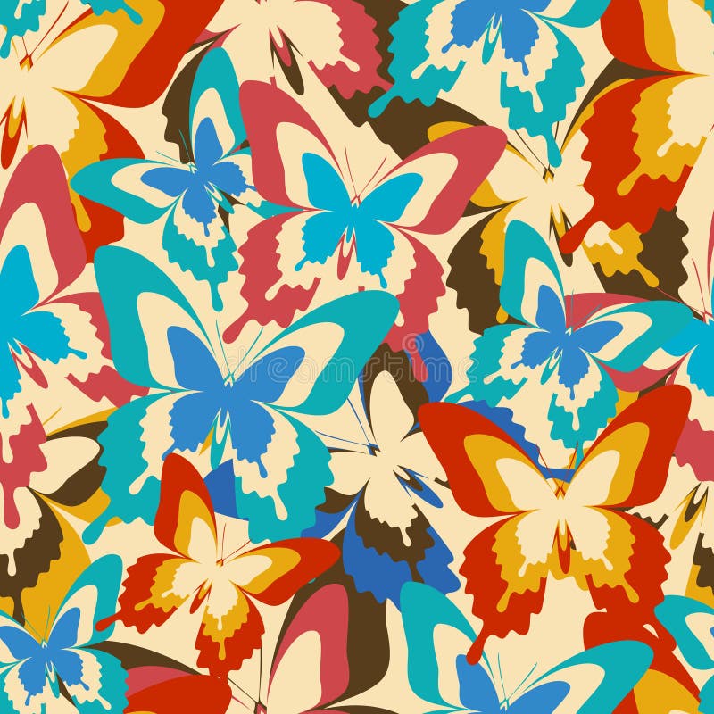Vintage background seamless pattern with colorful butterflies vector illustration Vintage background seamless pattern with colorful butterflies vector illustration