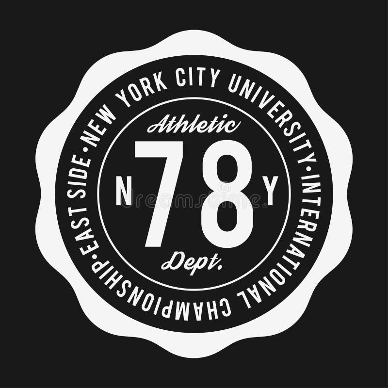 New York Varsity Style Black Text with White Outline T-Shirt
