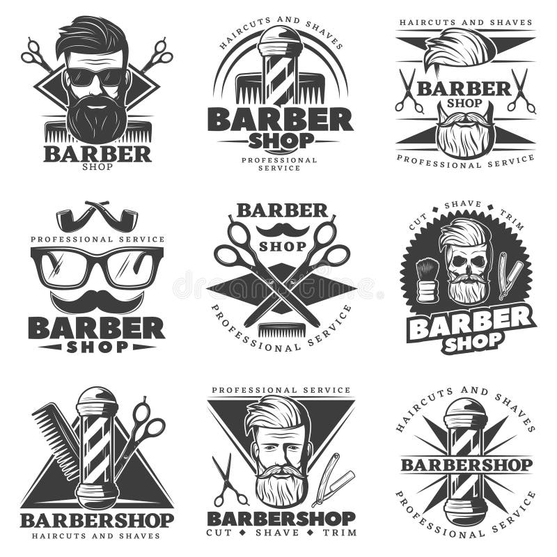Vintage Barber Hipster Labels ilustración del vector Vintage Barber Hipster Labels ilustración del vector