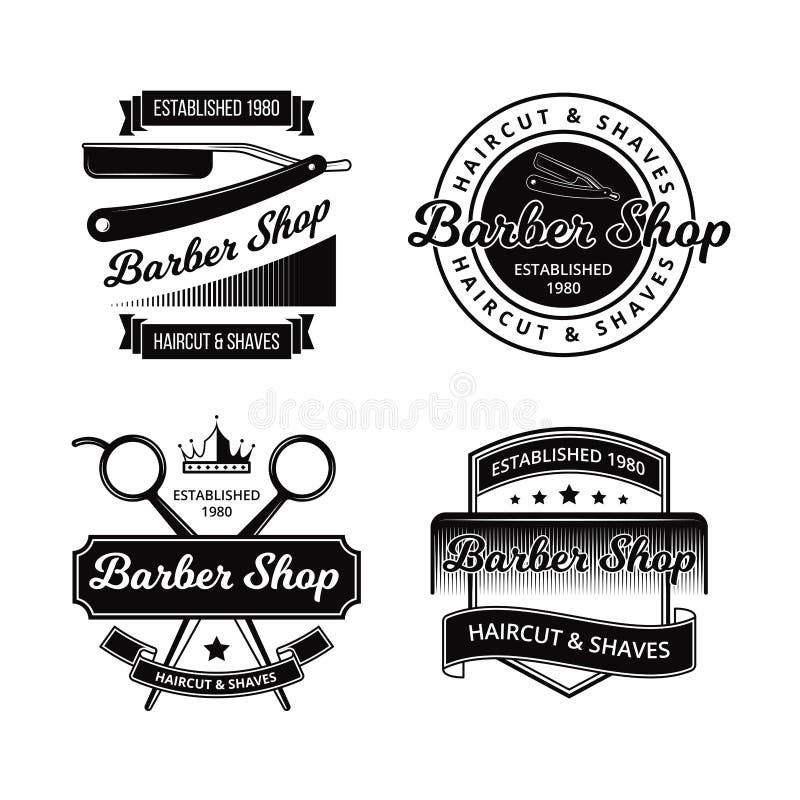 VINTAGE BARBER SHOP BADGE stock vector. Illustration of saloon 158334937
