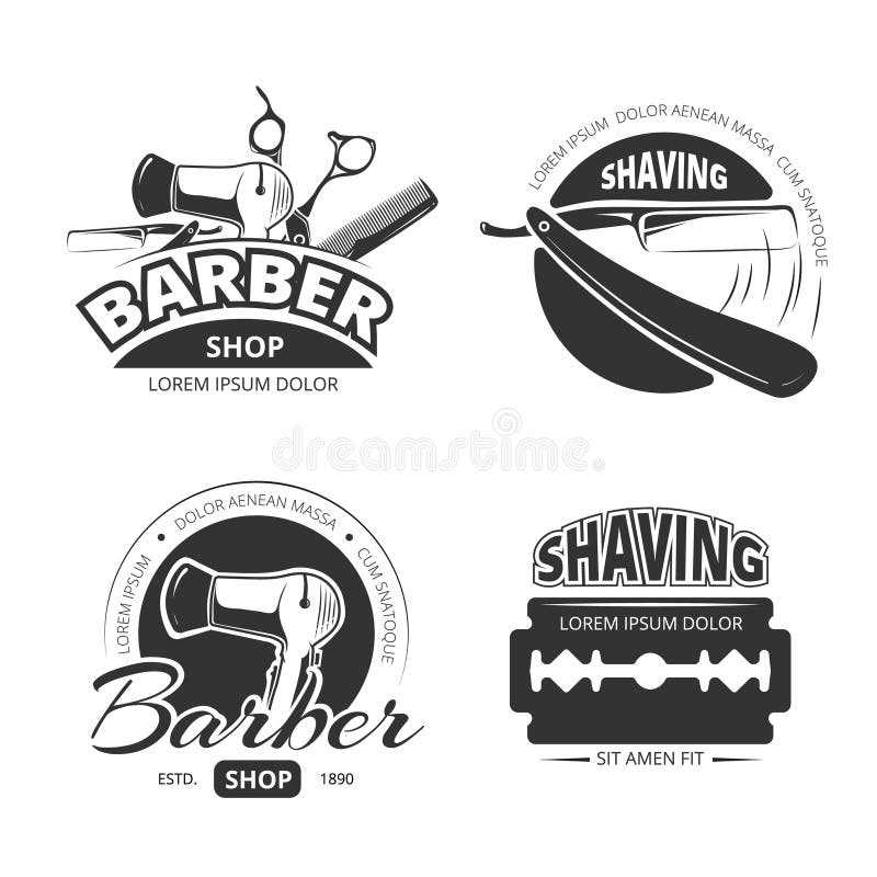 Vintage barber shop vector logo, labels and badges stock illustration Vintage barber shop vector logo, labels and badges stock illustration