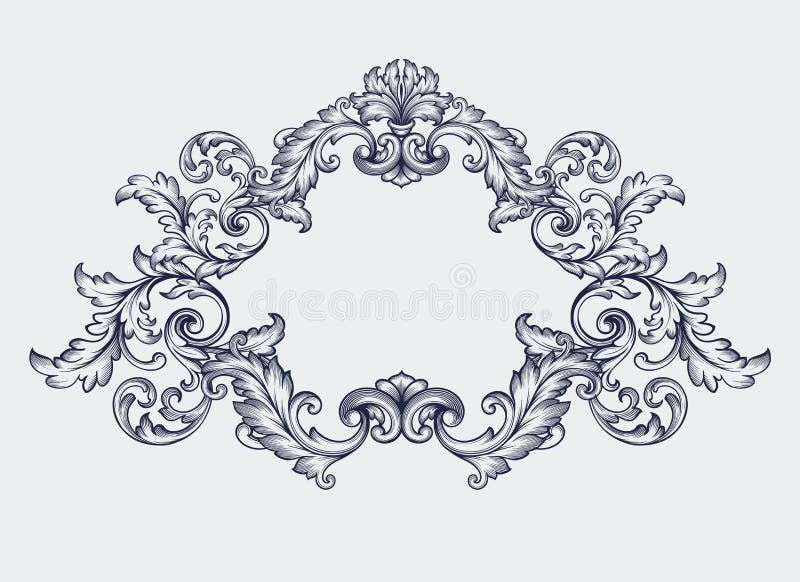 Vintage Baroque frame border scroll design vector vector illustration