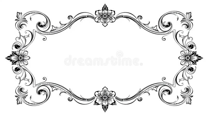 Vintage baroque frame engraving scroll ornament vector.