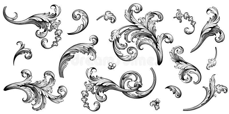 Vintage Baroque viktorianische Rahmen Blumenrolle graviert Retro Muster Tattoo calligraphic Vektor heraldic