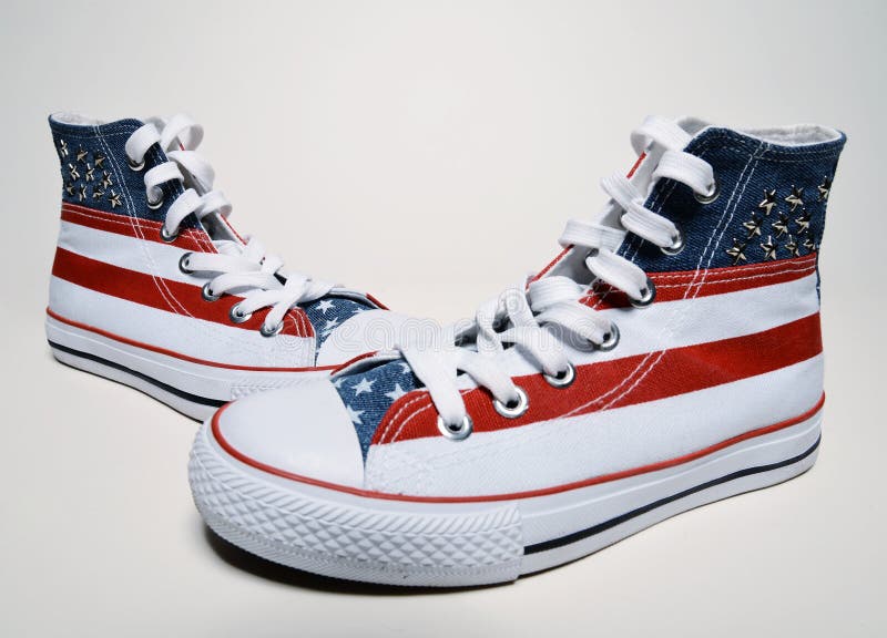 Vintage Basketball Shoes with Usa Flag Stock Image - Image of objects ...