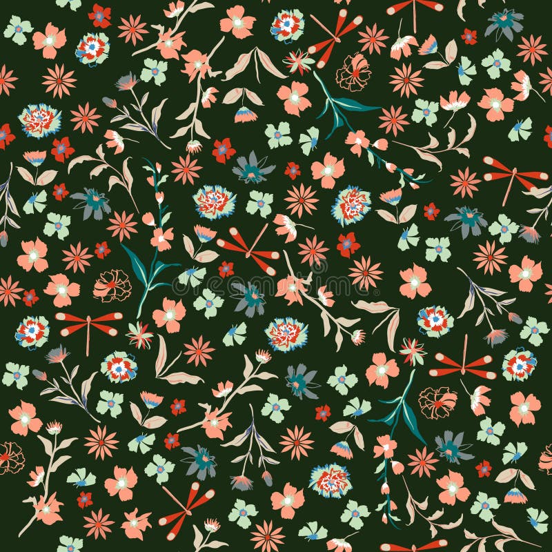 Vintage Beautiful liberty Seamless floral pattern. Background in stock illustration