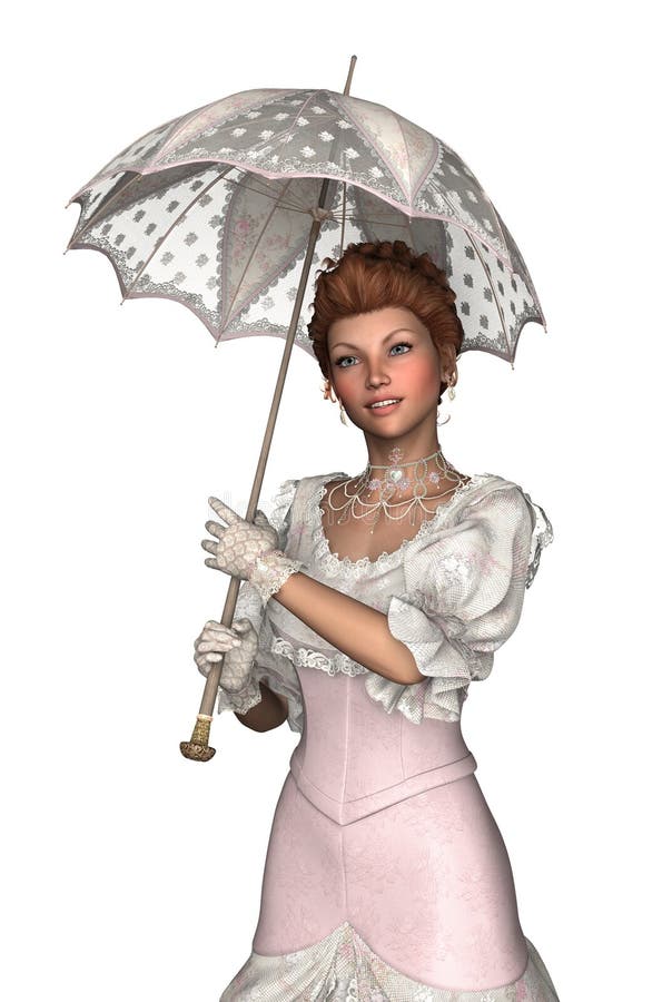 Antique dressed lady with umbrella victorian Vector Image