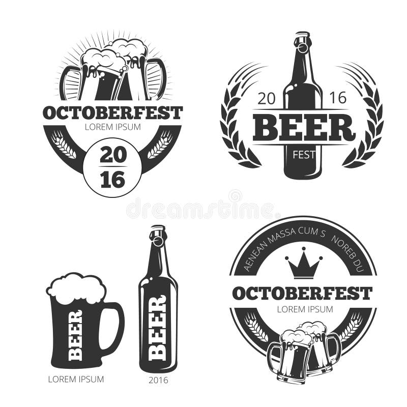 Vintage beer brewery vector emblems, labels, badges, logos set vector illustration