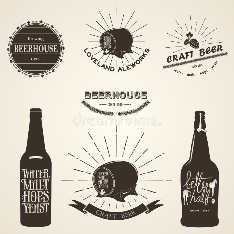 Collection of Vintage Beer Labels Stock Vector Illustration of retro
