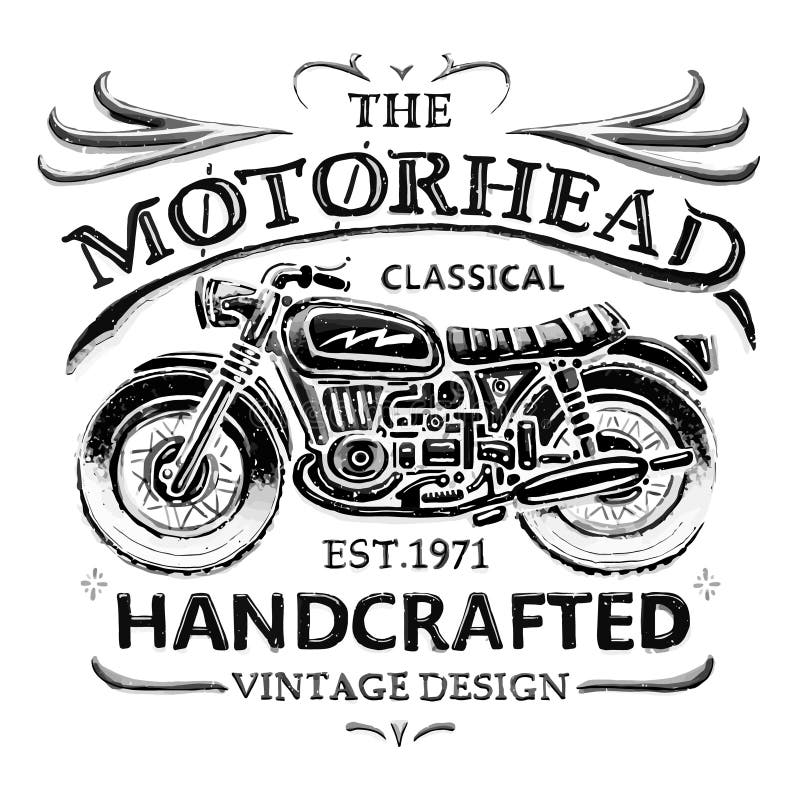 Vintage Bikers Club Sign Illustration Motorbike Side View Quotes Tee