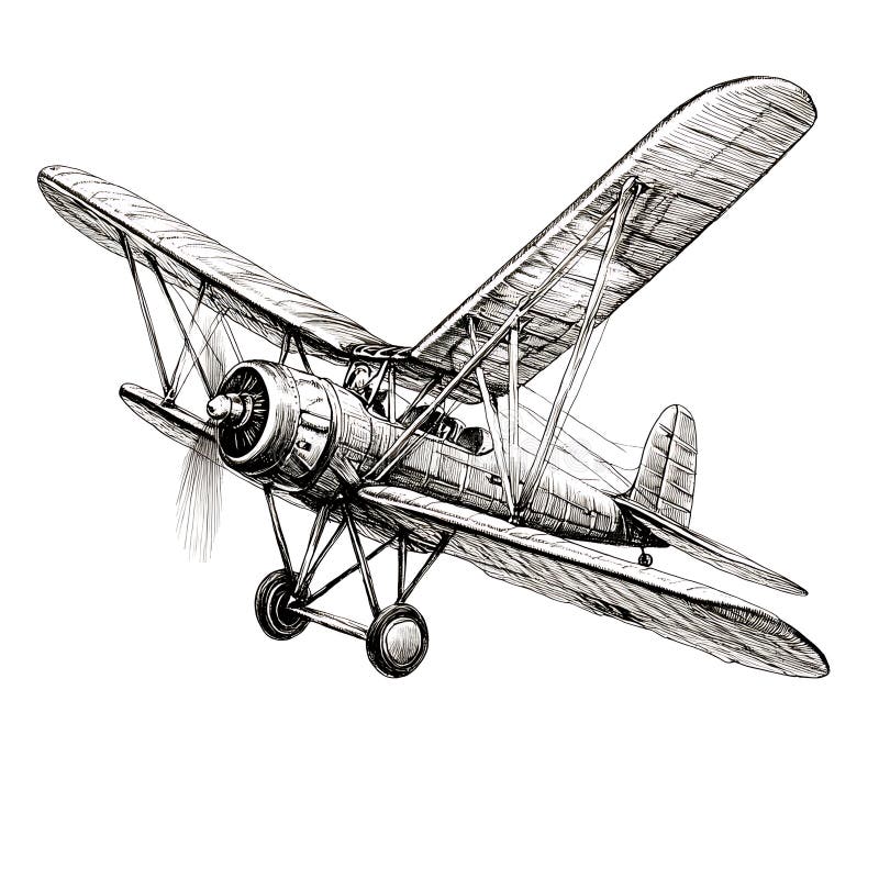 Vintage biplane aircraft illustration vector illustration