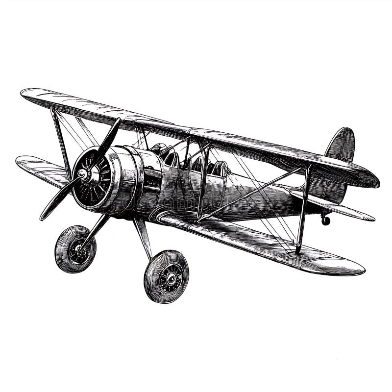 Vintage biplane illustration royalty free illustration