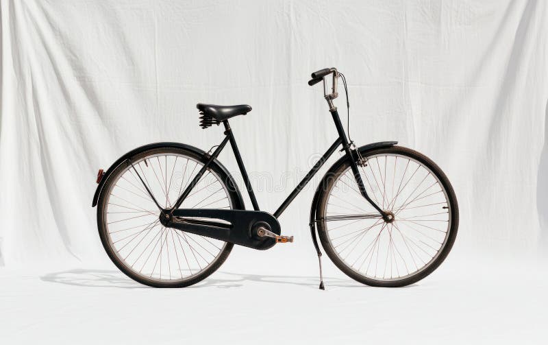 Vintage Black Bicycle on White Fabric ilustracja wektor