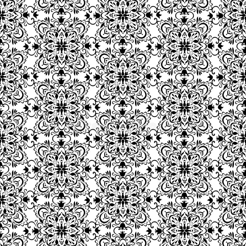 Vintage Black and White Wallpaper Stock Vector Illustration of black