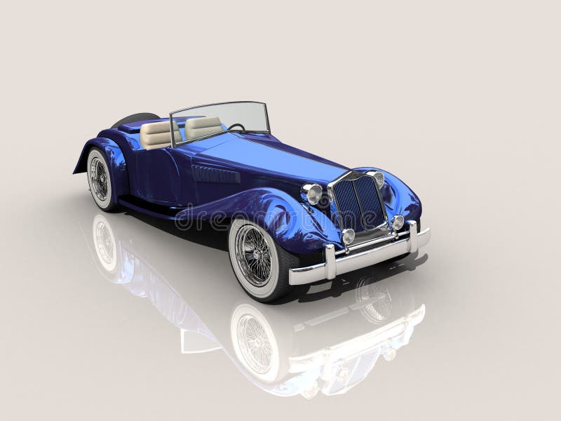 Vintage blue auto Lesklé staré Hot Rod 3D model na reflexné plochy s prepájaním prácu cesta v cene.