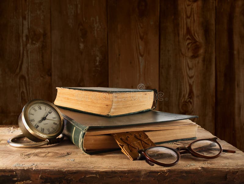 Vintage book, glasses and watches
