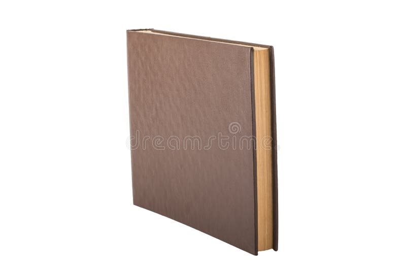 Vintage Book Thick Pages Brown Cover White Backgroun Stock Photos