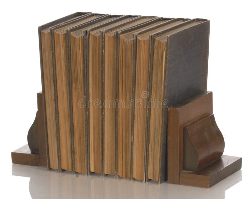 Vintage books with bookends