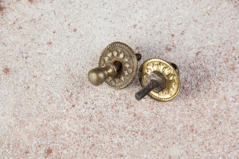 Vintage Brass Drawer Pull Knobs Stock Photo Image of lock, background