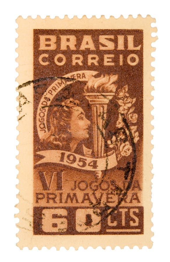 Vintage Brazil Postage Stamp stock images
