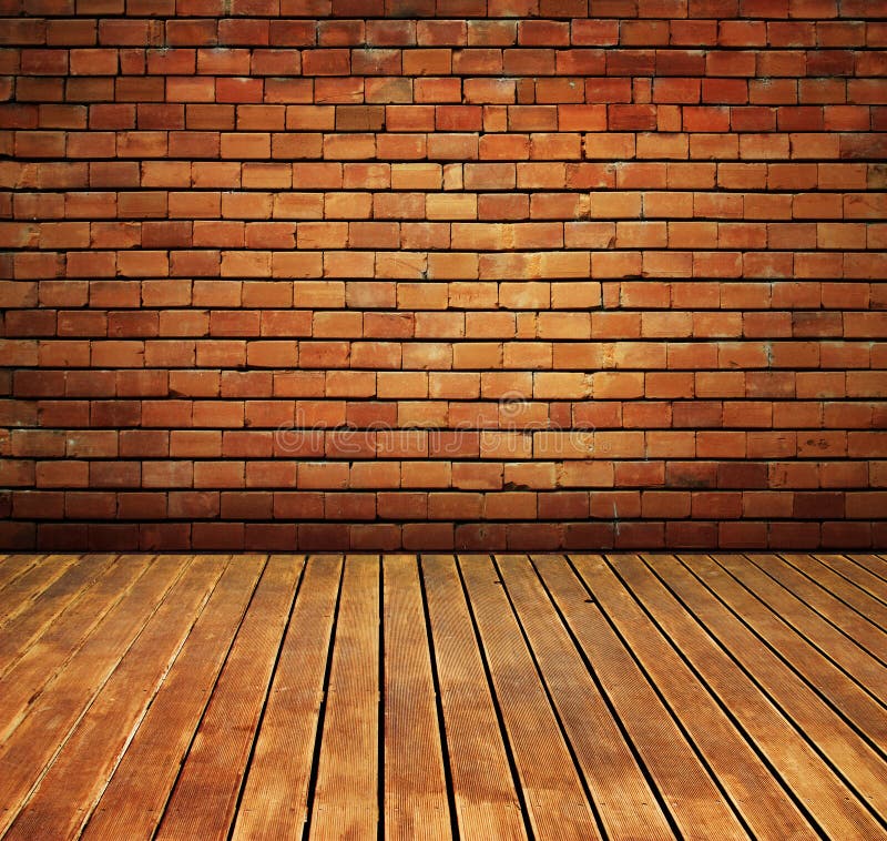 Vintage brick wall and wood floor texture interior