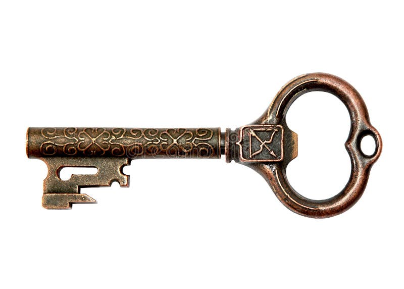 Vintage Bronze Key Isolated Stock Photo Image of metal, mystery 17319832