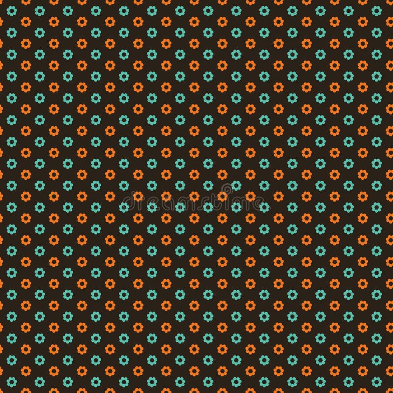 Vintage brown flower polka dot circles. Vector pattern seamless background. Hand drawn tiny ditsy style. Regular traditional stripes graphic illustration. Boho home decor, modern retrol fashion print