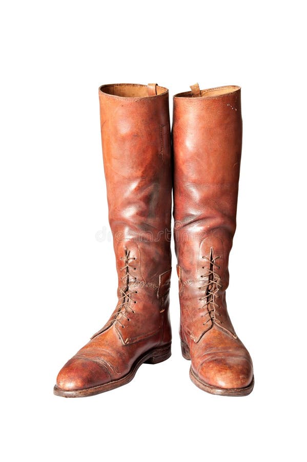 Vintage Brown Knee High Mens Riding Boots on White Stock Image - Image ...