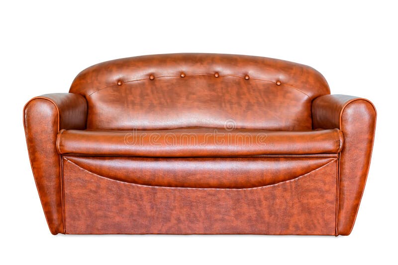 Vintage Brown Leather Couch Isolated Stock Image Image of closeup