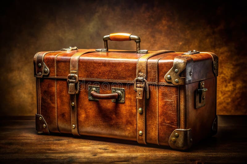Vintage Brown Leather Suitcase A Timeless Travel Companion Perfect for Retro Decor or Display Antique Luggage Piece vector illustration
