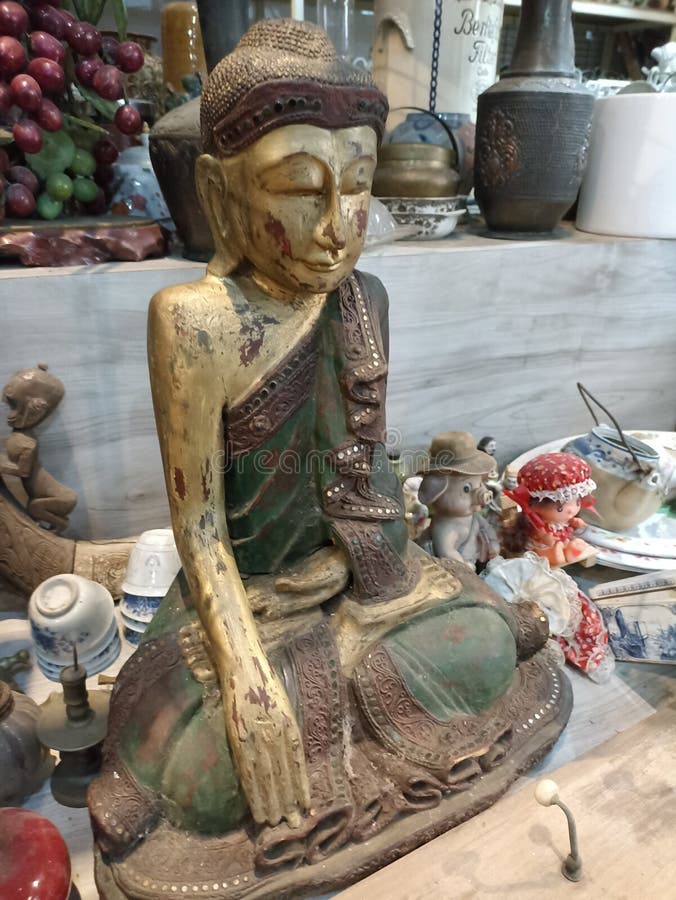 Vintage Buddha Statue from Antique Market Stock Photo Image of