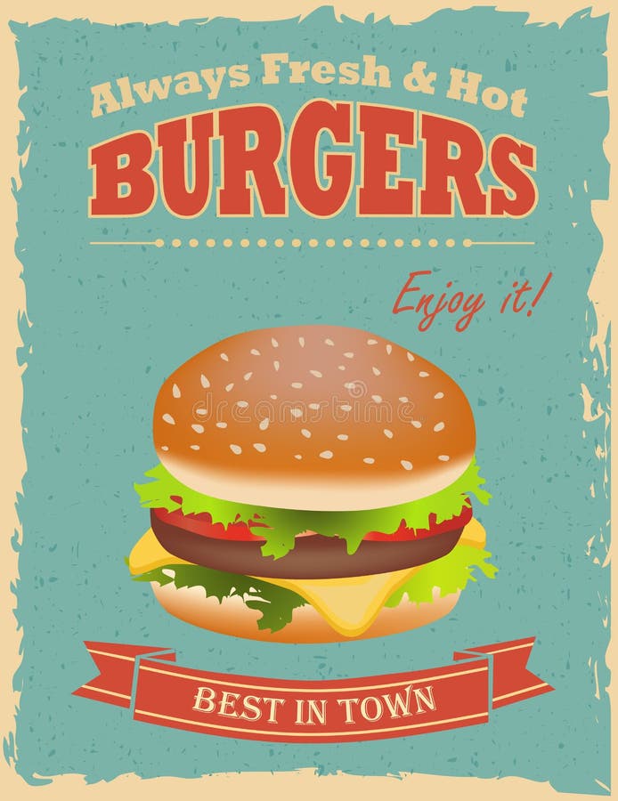 Vintage Burgers poster  stock vector Illustration of 