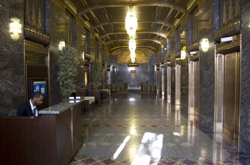 Vintage business building lobby